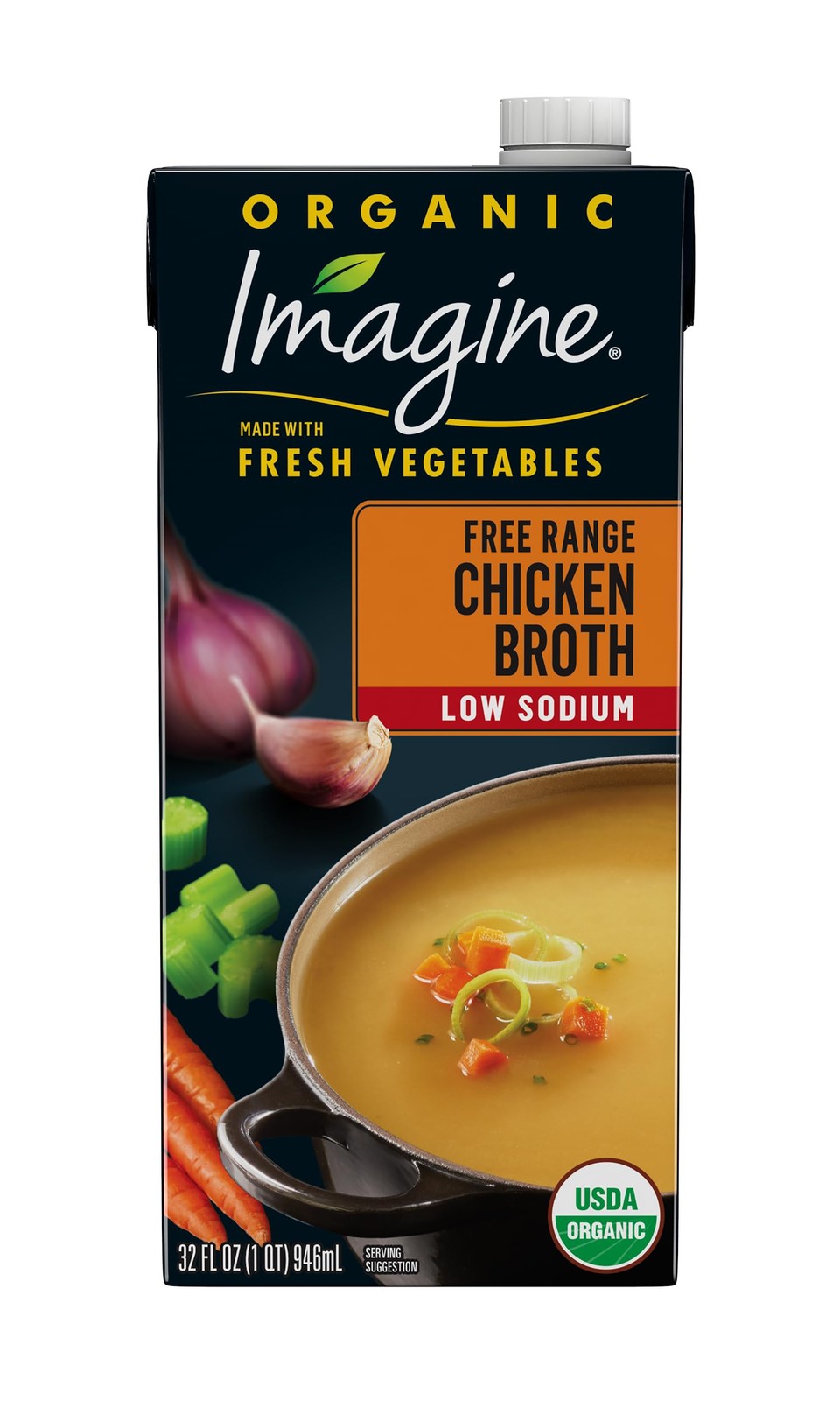 Organic Low Sodium Free Range Chicken Broth, 32 fl oz (Pack of 6)