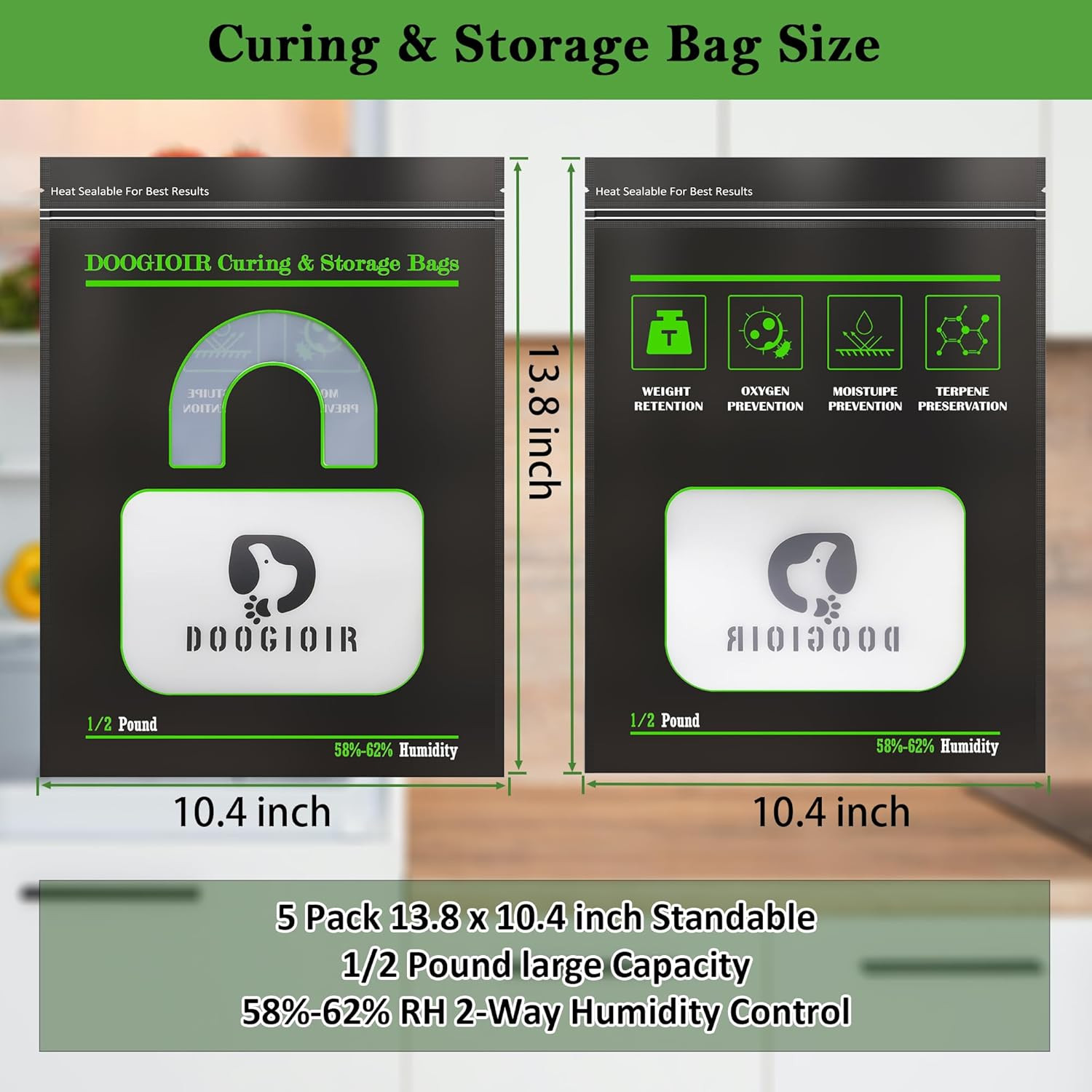 1/2 LB Curing & Storage Bags, Curing Bags for Food Storage, Double-Tracked Zip C