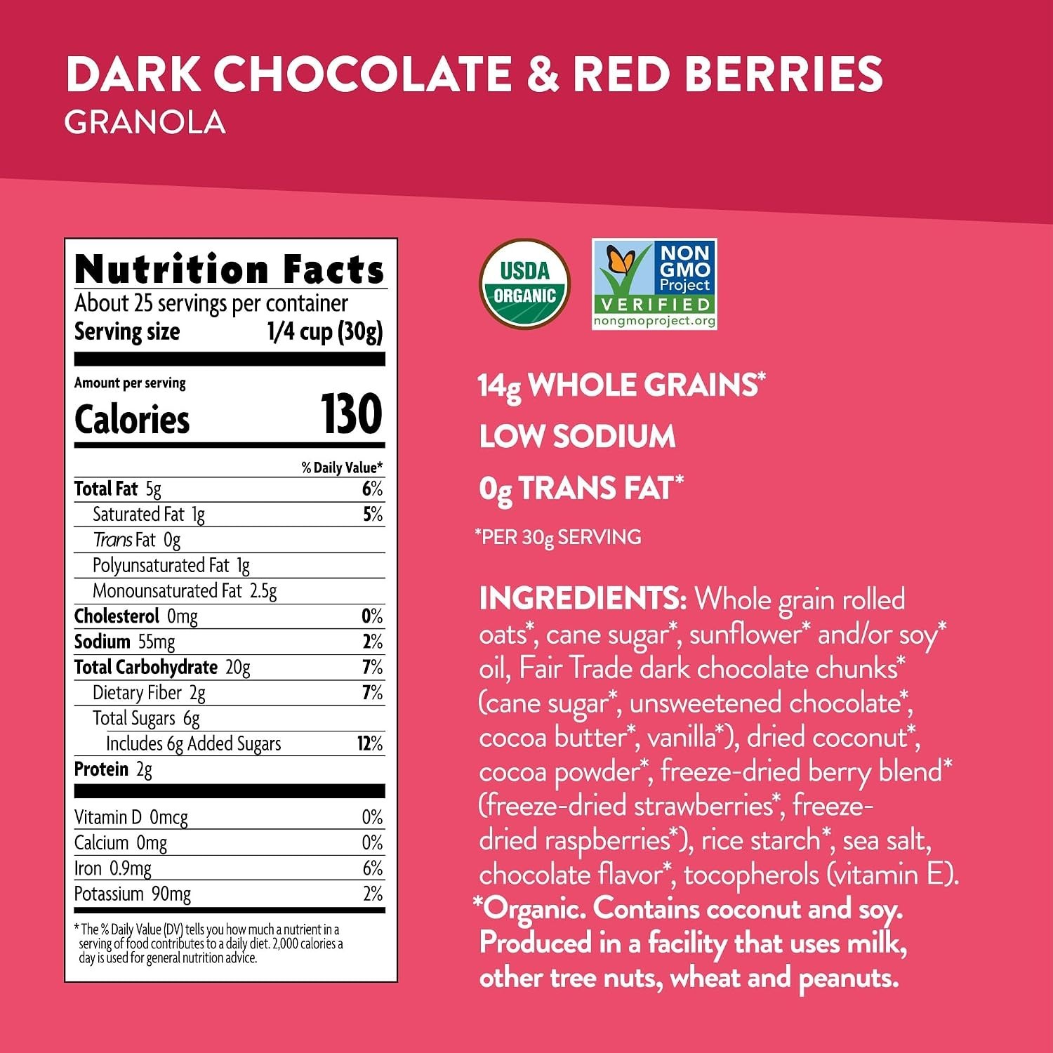 Organic Dark Chocolate & Red Berries Granola, 26.4