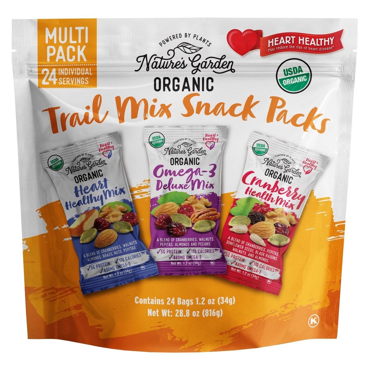 Nature’s Garden Organic Trail Mix Variety Pack 24 Count 1.2 oz Snack Packs