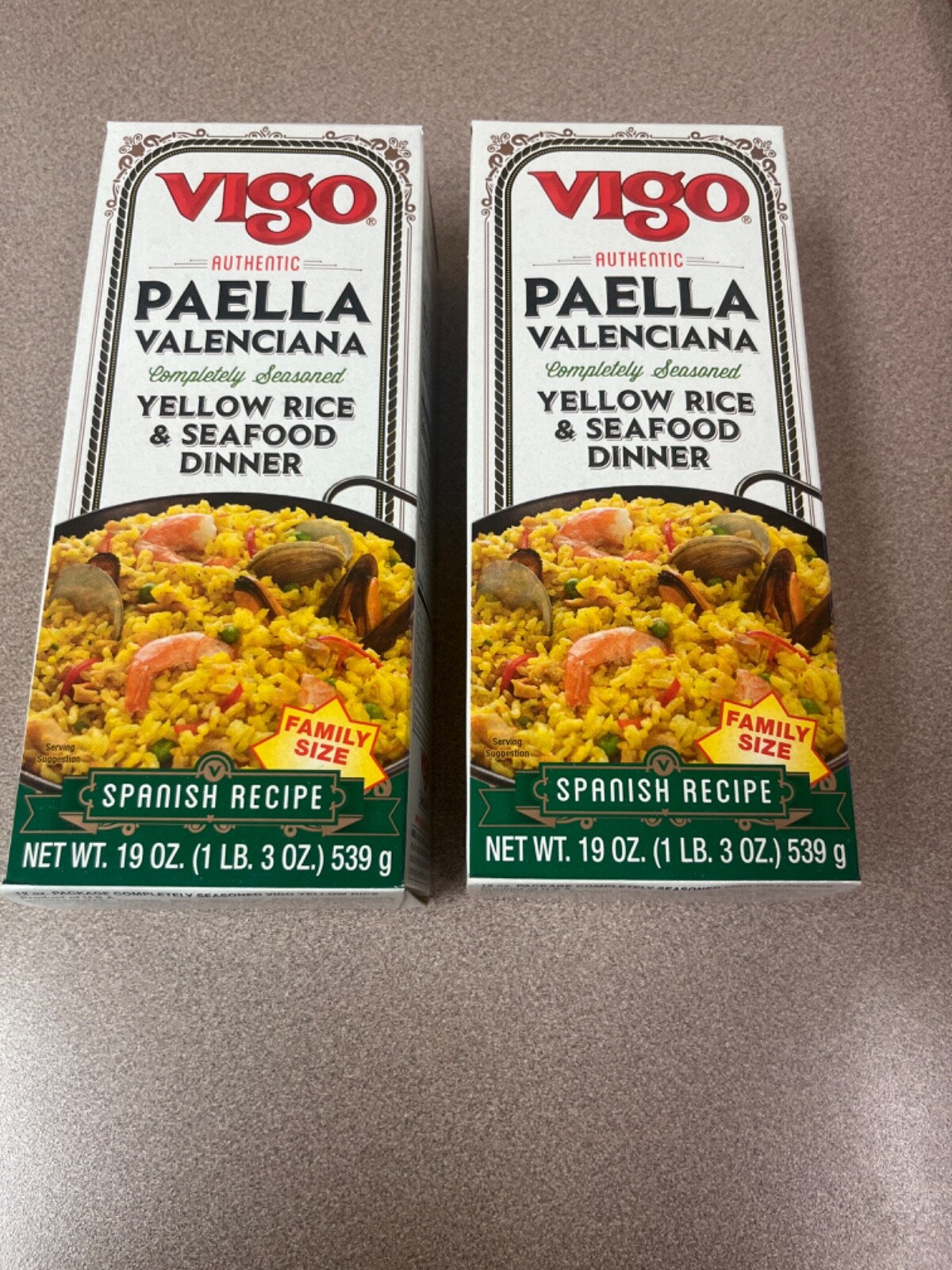 Vigo Paella Valencia 2 -Boxes Spanish original recipe 19 Oz Box Rice Fish
