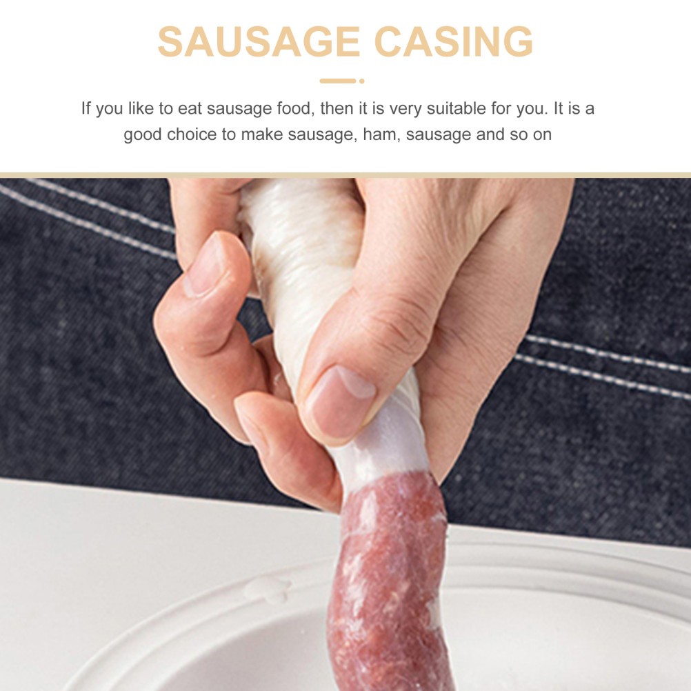 1 Pack Reusable Natural Beige Collagen Sausage Casing for Hot Dog Making