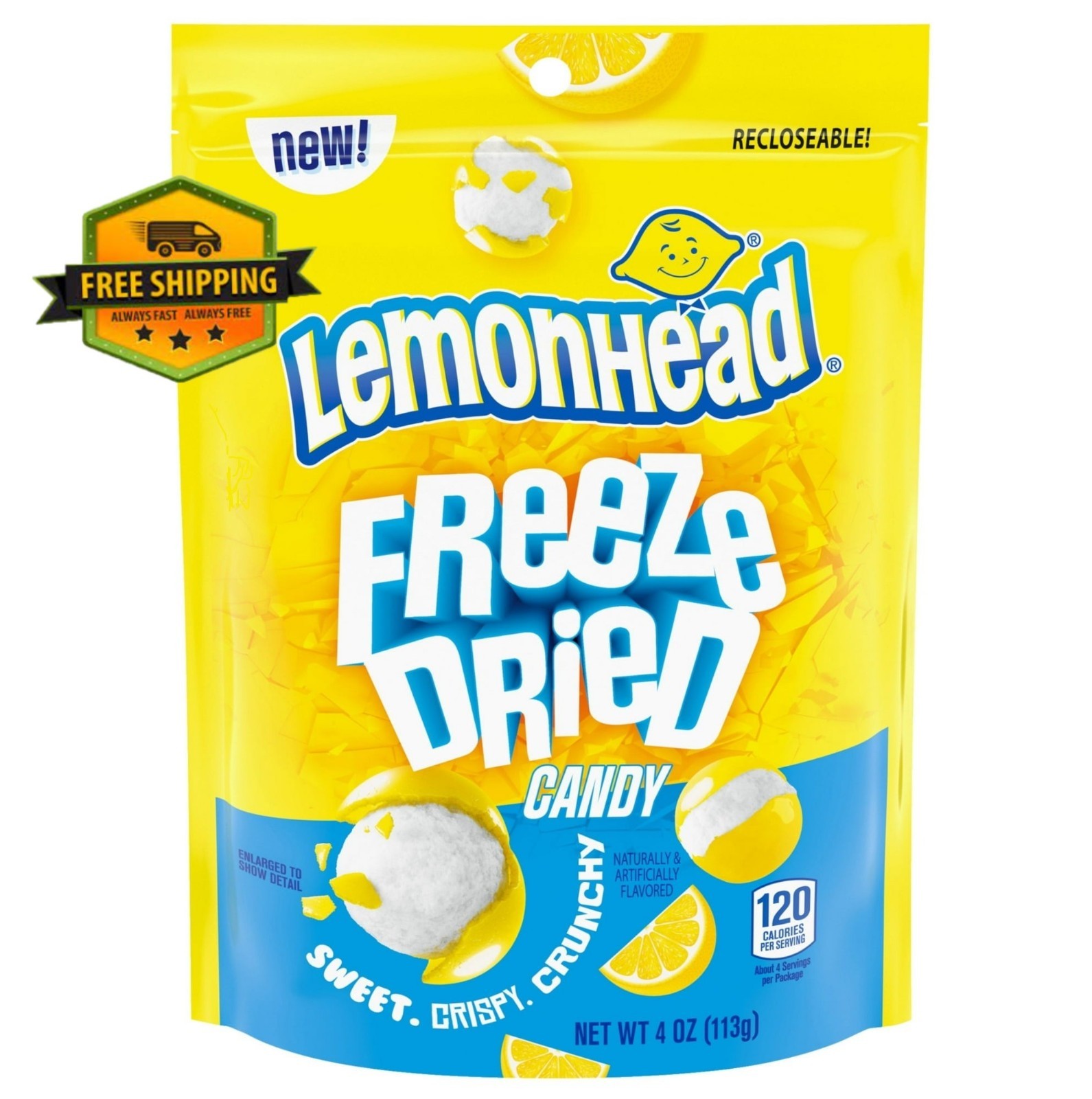Lemonhead Freeze-Dried Candy – Lemon Flavored, 4 oz Reclosable Bag