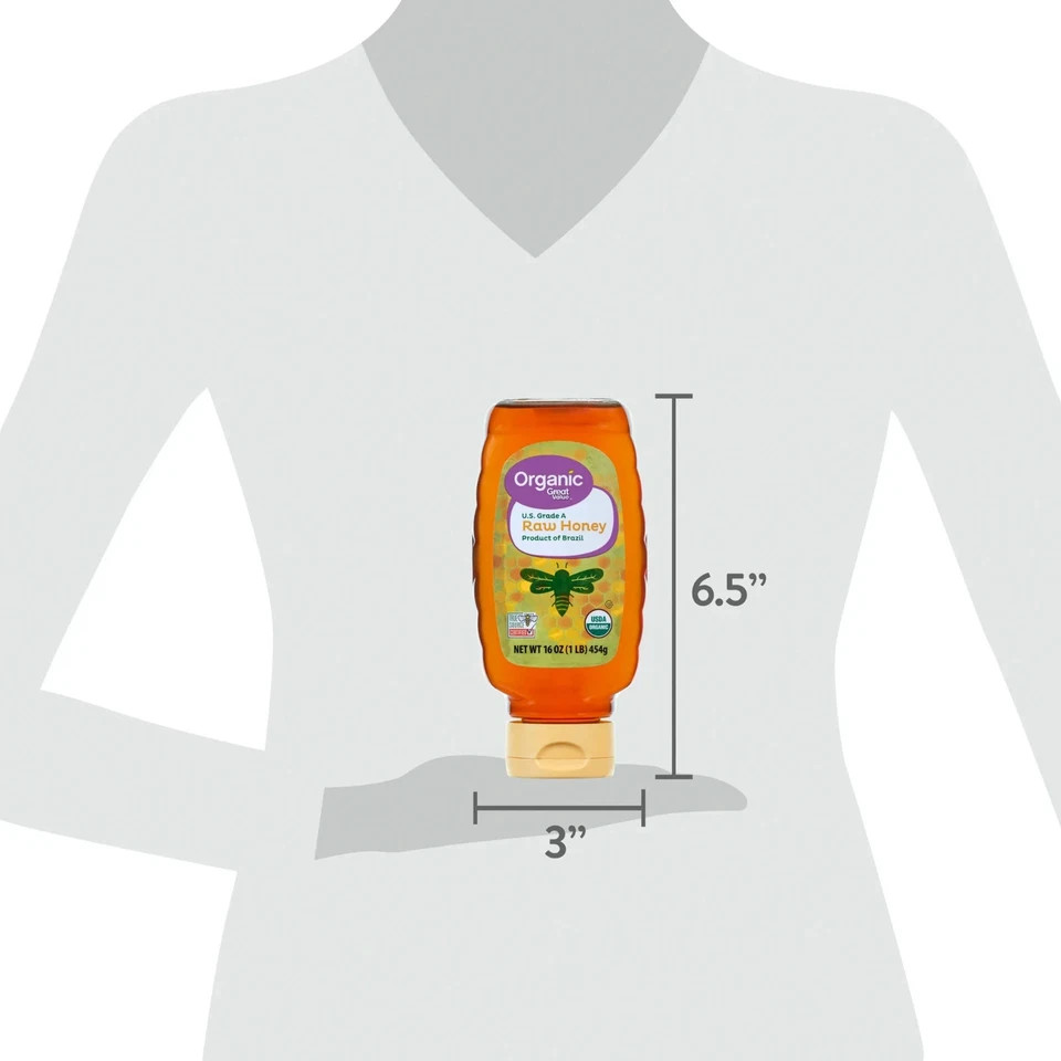Great Value Organic Strained Raw Honey, 16 oz
