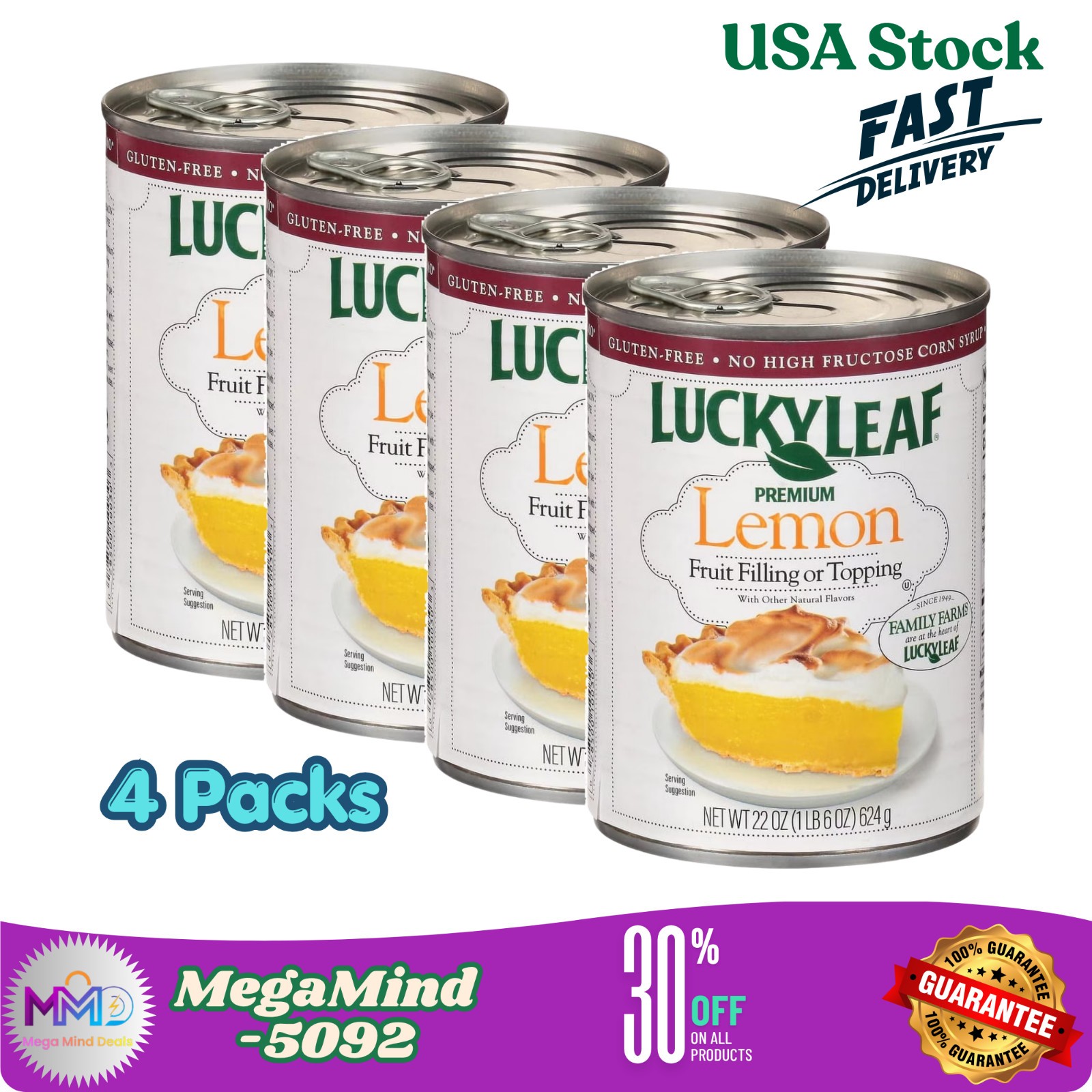 Lucky Leaf Premium Lemon Fruit Filling or Topping, 22oz Can, Free Shipping