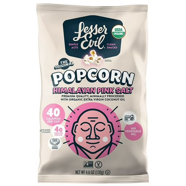 Lesser Evil Organic Popcorn Himalayan Pink Salt 4.6 Oz