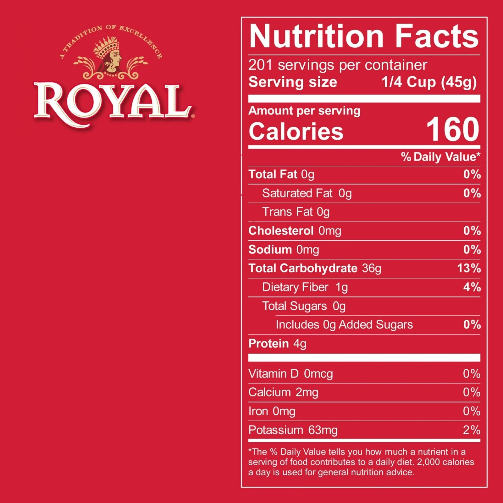 Authentic Royal Naturally Aged Long Grain Indian White Basmati Rice, 20 lb. Bag