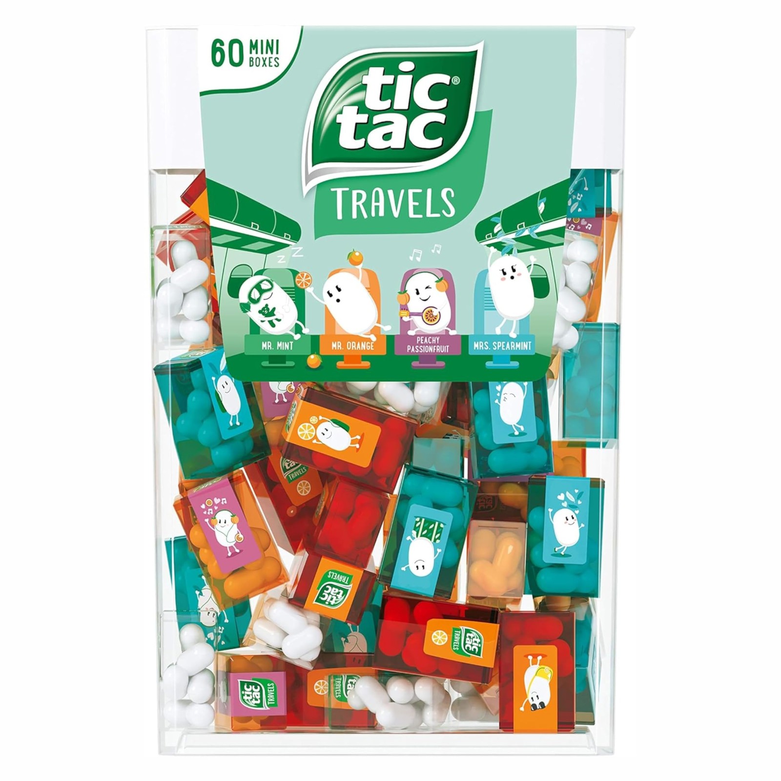 TIC TAC Box with 60 Mini Boxes Mint, Orange Spearmint Peach and Passion fruit