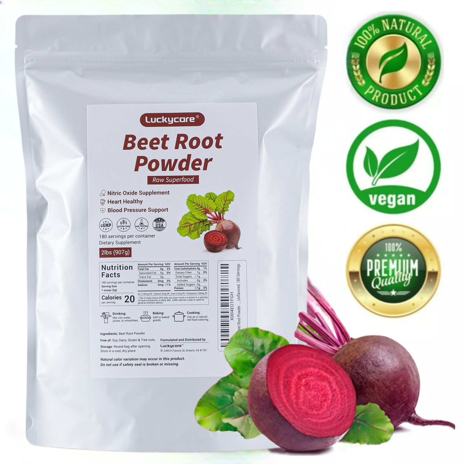 2LBS Organic Beet Root Powder Non-GMO Nitric Oxide Superfood Supplement