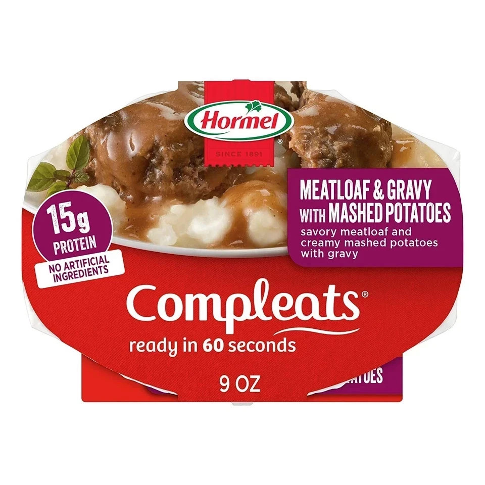 HORMEL COMPLEATS Meatloaf & Gravy with Mashed Potatoes Microwave Tray, 9 Oz. 6PK