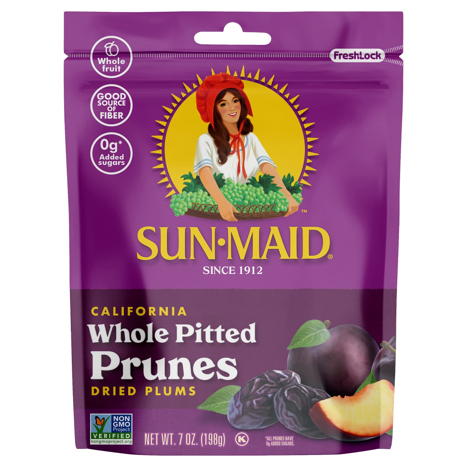 Sun Maid Pitted Prunes 7 Ounce Non GMO Dried Fruit Healthy Snack Fiber Rich