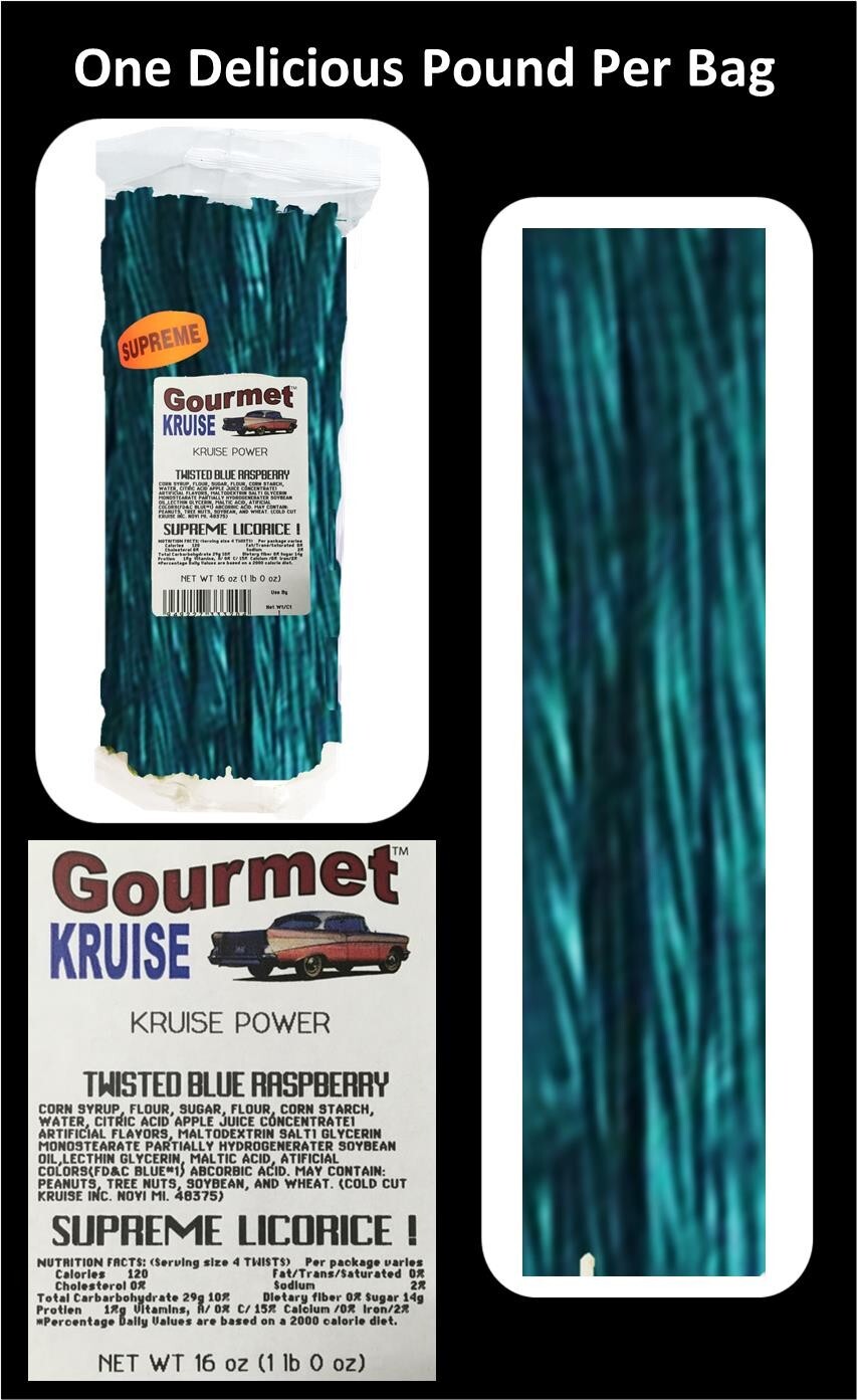 Blue Raspberry Licorice Twist 3-1lb Bags (3 Pack) (NET WT 48 OZ) Gourmet Kruise®