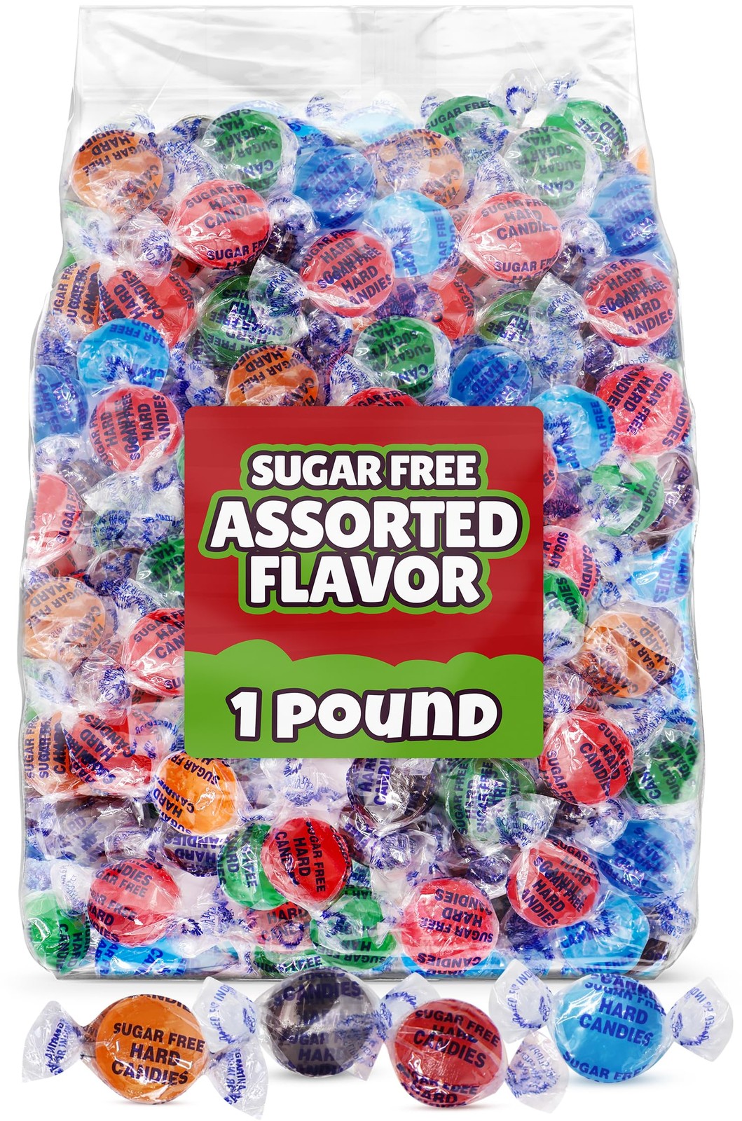 Sugar Free Candy Individually Wrapped 1 lb – Assorted Fruity Flavored Hard Ca…