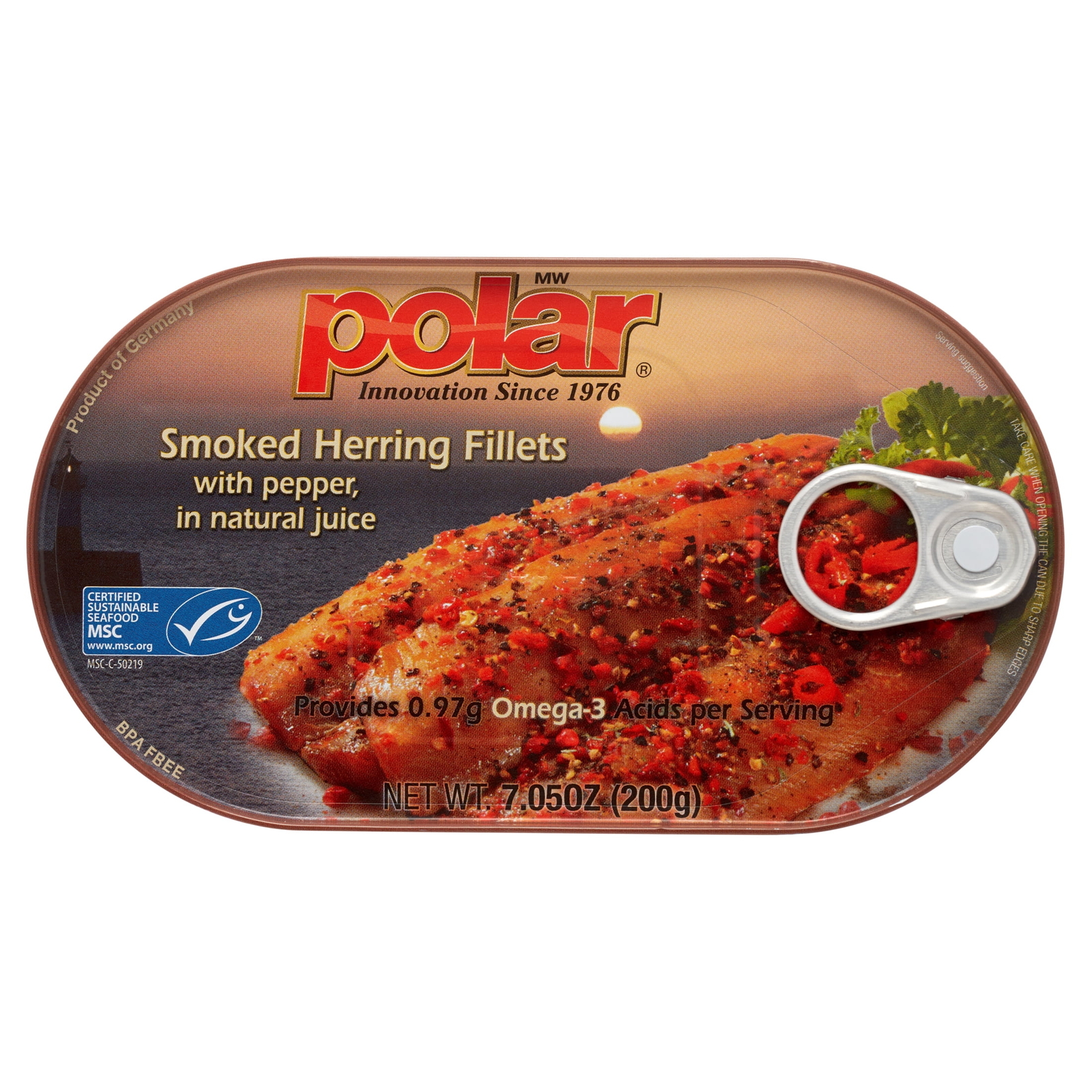 (4 Pack) Smoked Peppered Herring Fillets in Natural Juice, 7.05 Oz