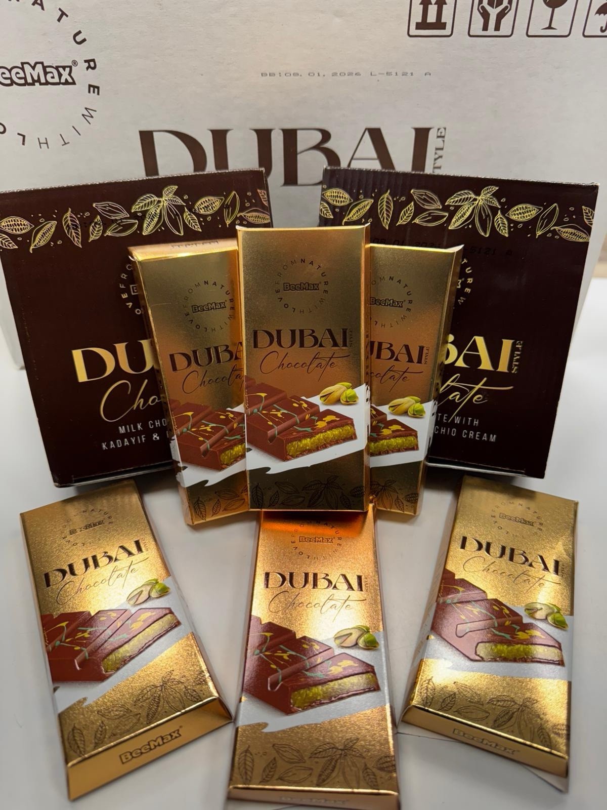 36 Unit BeeMax Dubai Chocolate Bar 7.05oz each FULL CASE