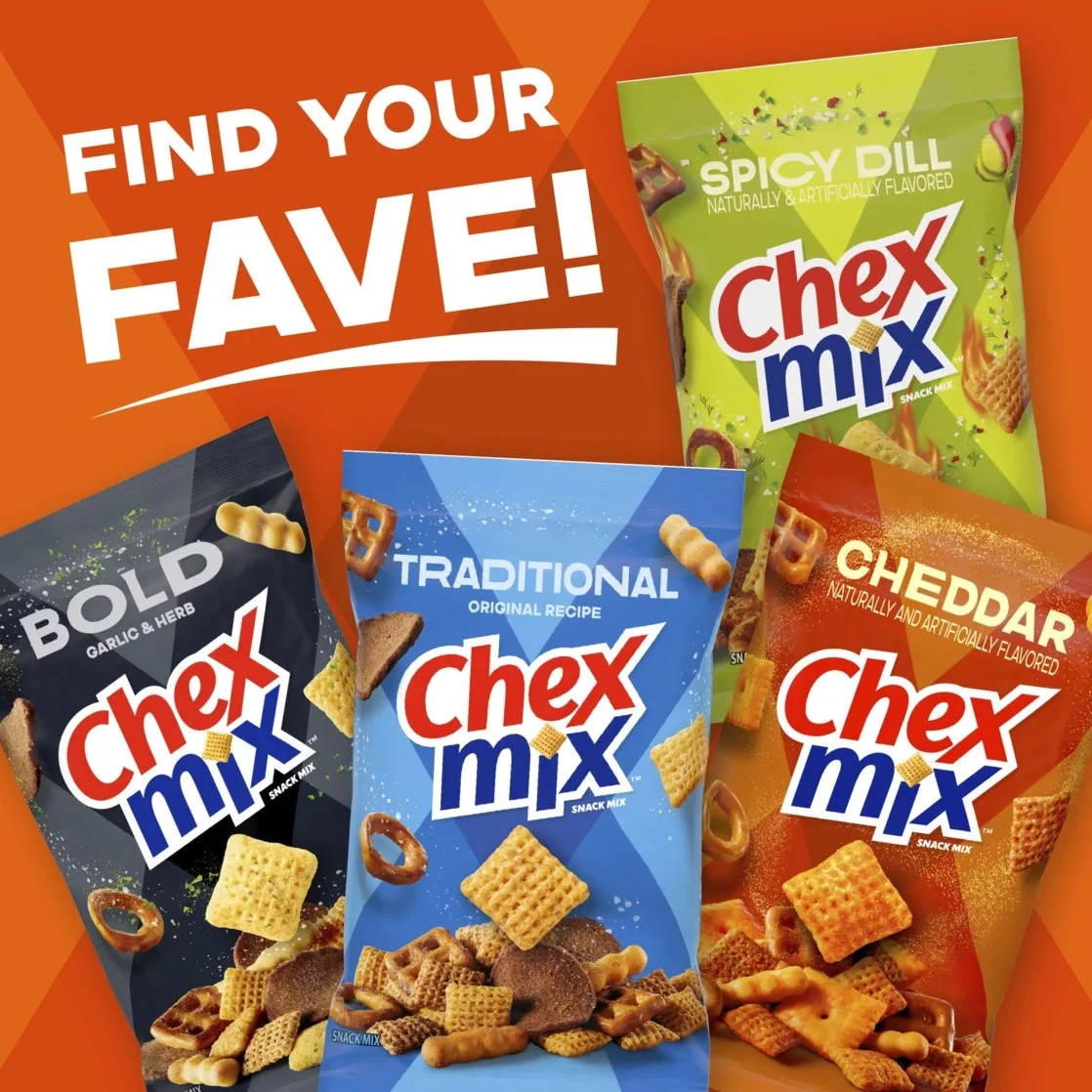 Chex Mix Cheddar Savory Snack Mix, Salty Snacks Tub, 20 oz