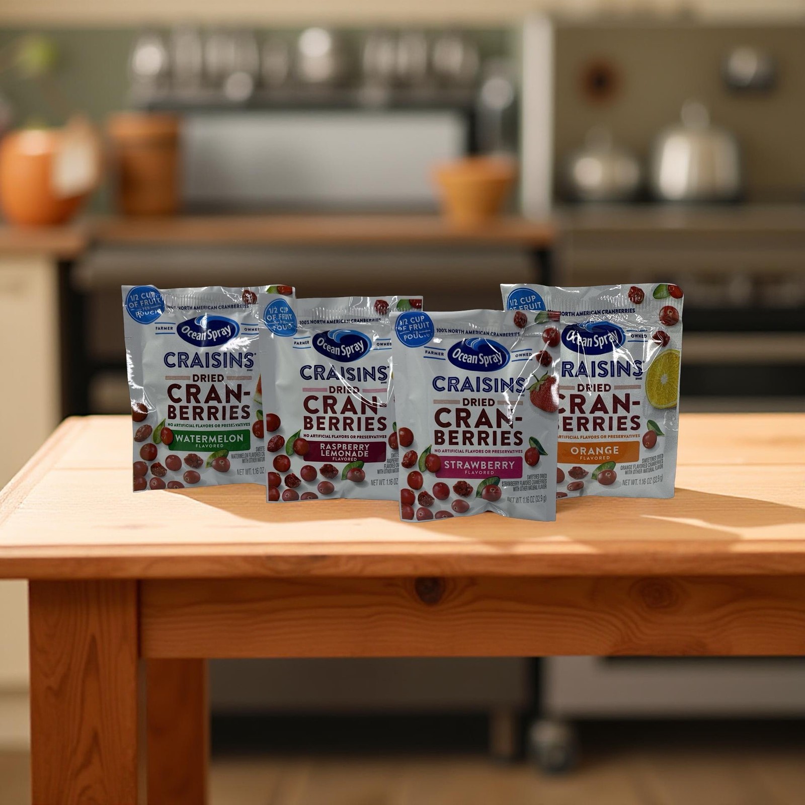 Ocean Spray Craisins Individual To-Go Packs, Variety Includes Orange, Strawberry