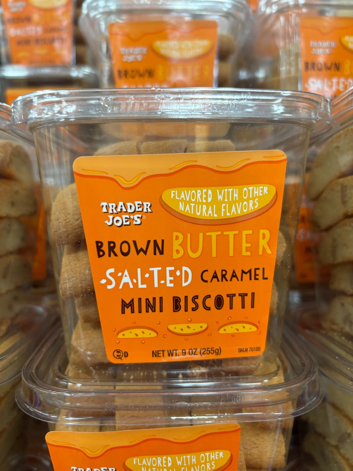 2 BOXES Trader Joe’s Brown Butter Salted Caramel Mini Biscotti 9oz 255g