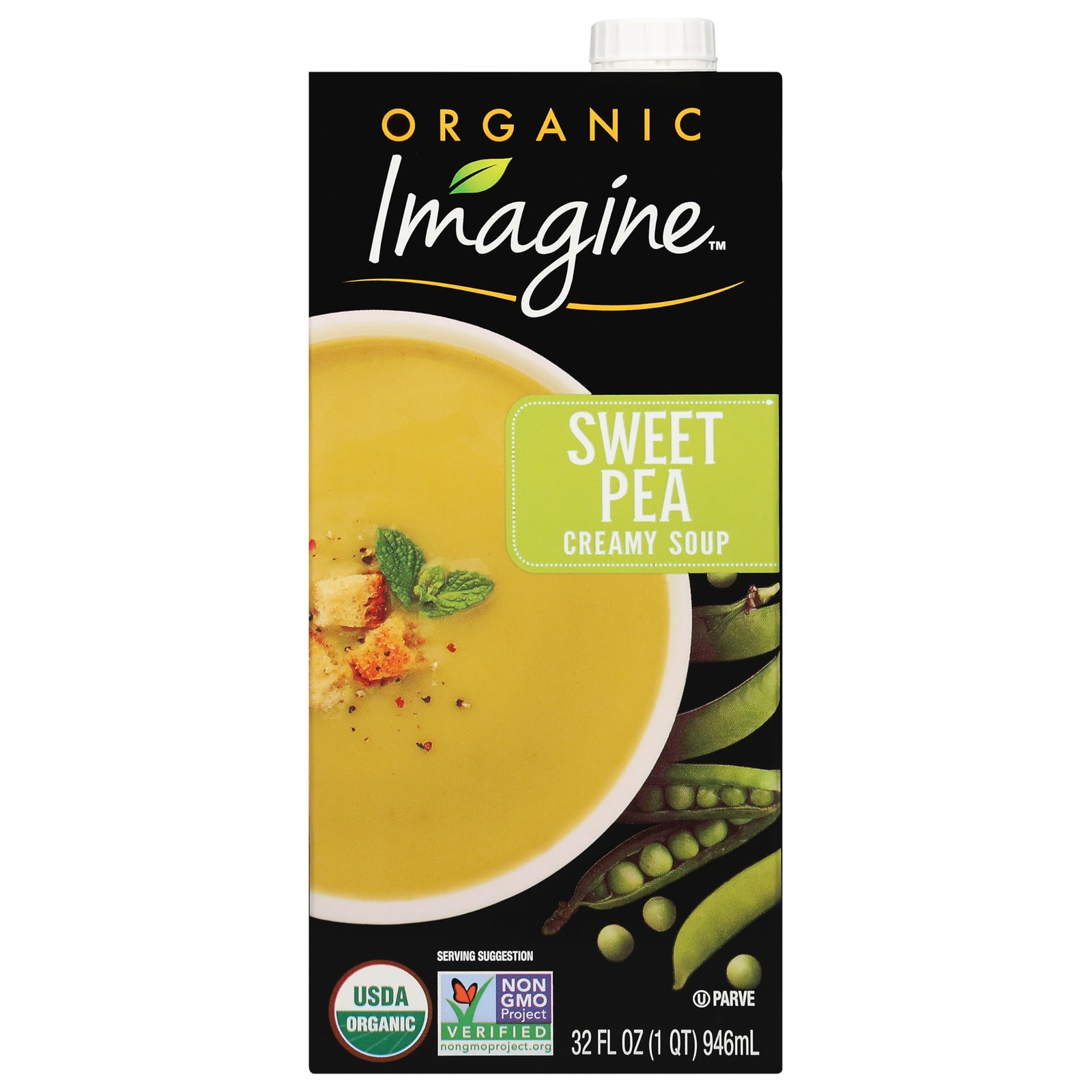 Imagine Organic Creamy Sweet Pea Soup 32 oz 32 Fl Oz (Pack of 1), No Color