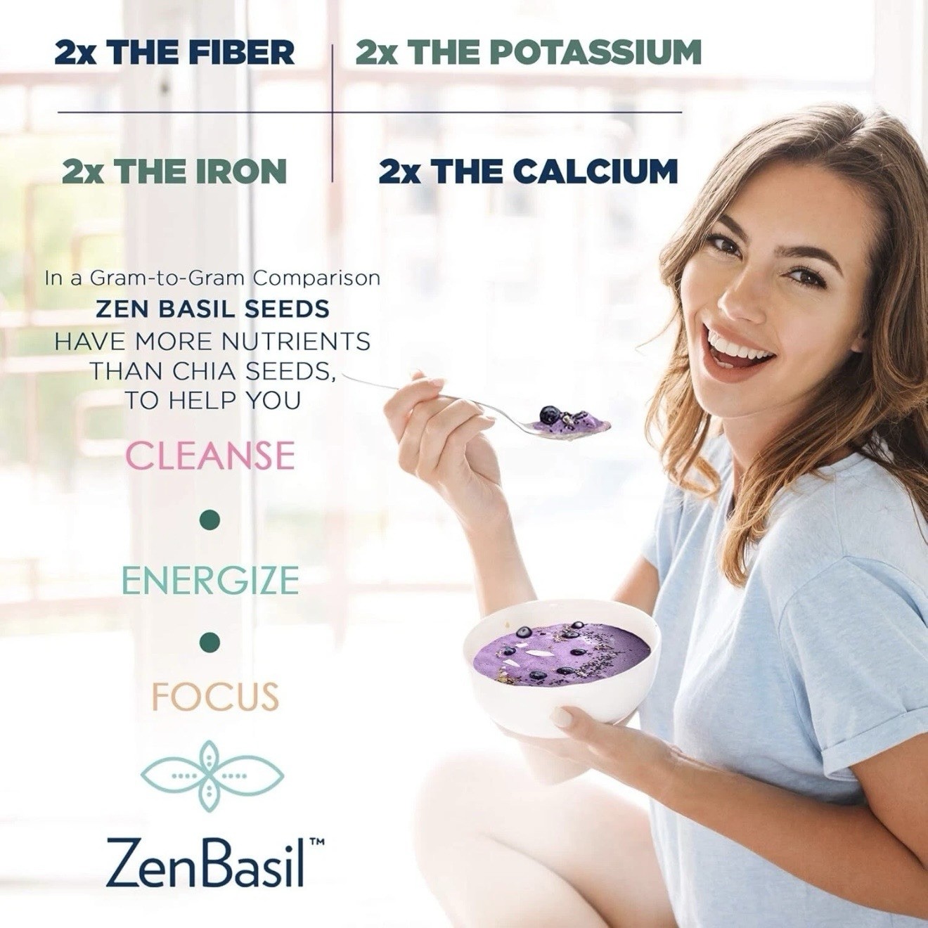 Zen Basil Seeds | Edible Basil Seeds USDA Organic, Kosher, Non-GMO, 2 Pack