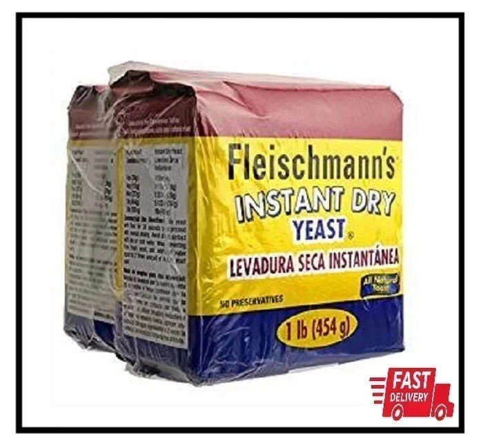 2-Pack Fleischmann’s Instant Dry Yeast For Oven Or Bread Machines, 1 lb.