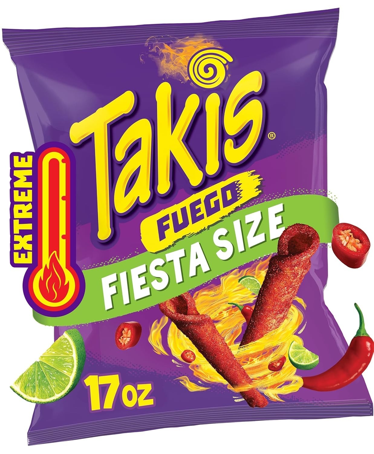 Fuego 17 oz Fiesta Hot Chili Pepper & Lime Rolled Tortilla Chips – Extreme Spicy