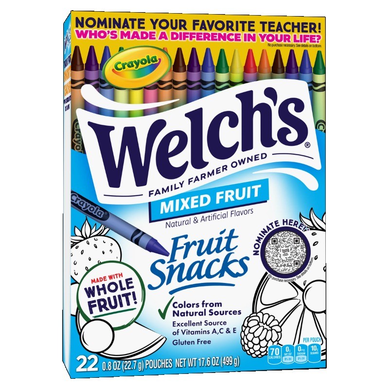 Welch’s Fruit Snacks & Crayola Back-to-School, Mixed Fruit, 0.8 oz, 22 Count