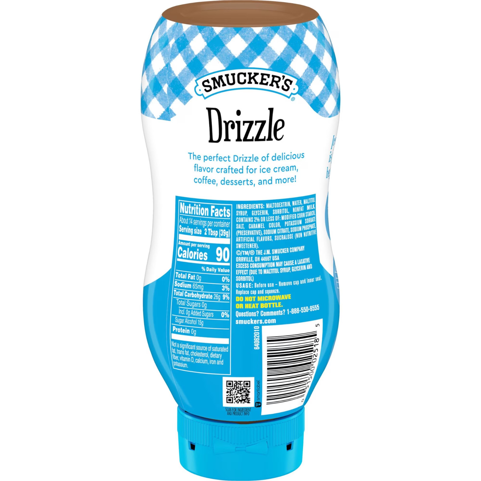 Smucker’s Drizzle Sugar Free Caramel Artificially Flavored Syrup, 19.25oz