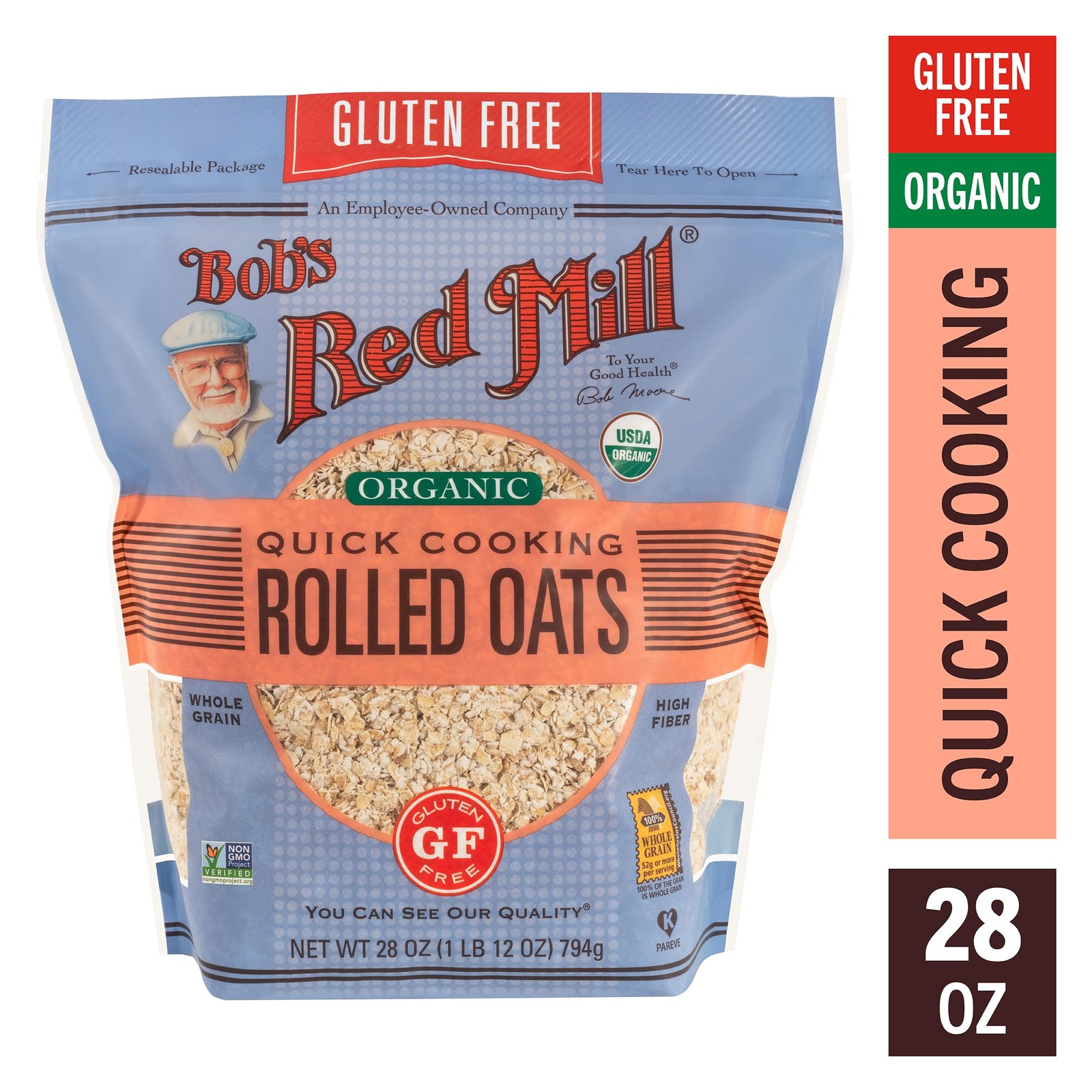 Bob’s Red Mill Quick Cooking Organic Rolled Oats, 28 oz (Pack of 4)