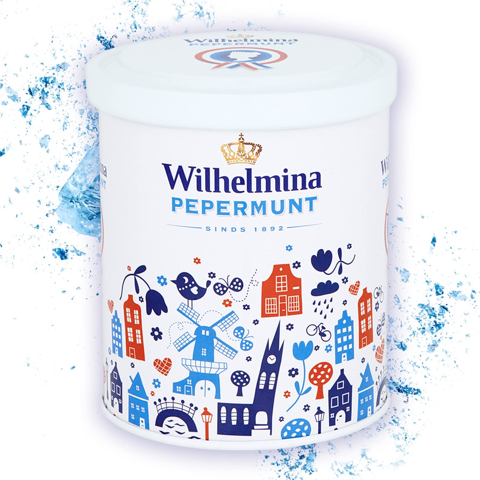 Wilhelmina Peppermints – 17.6oz Holland Design Tin 1.1 Pound (Pack of 1)