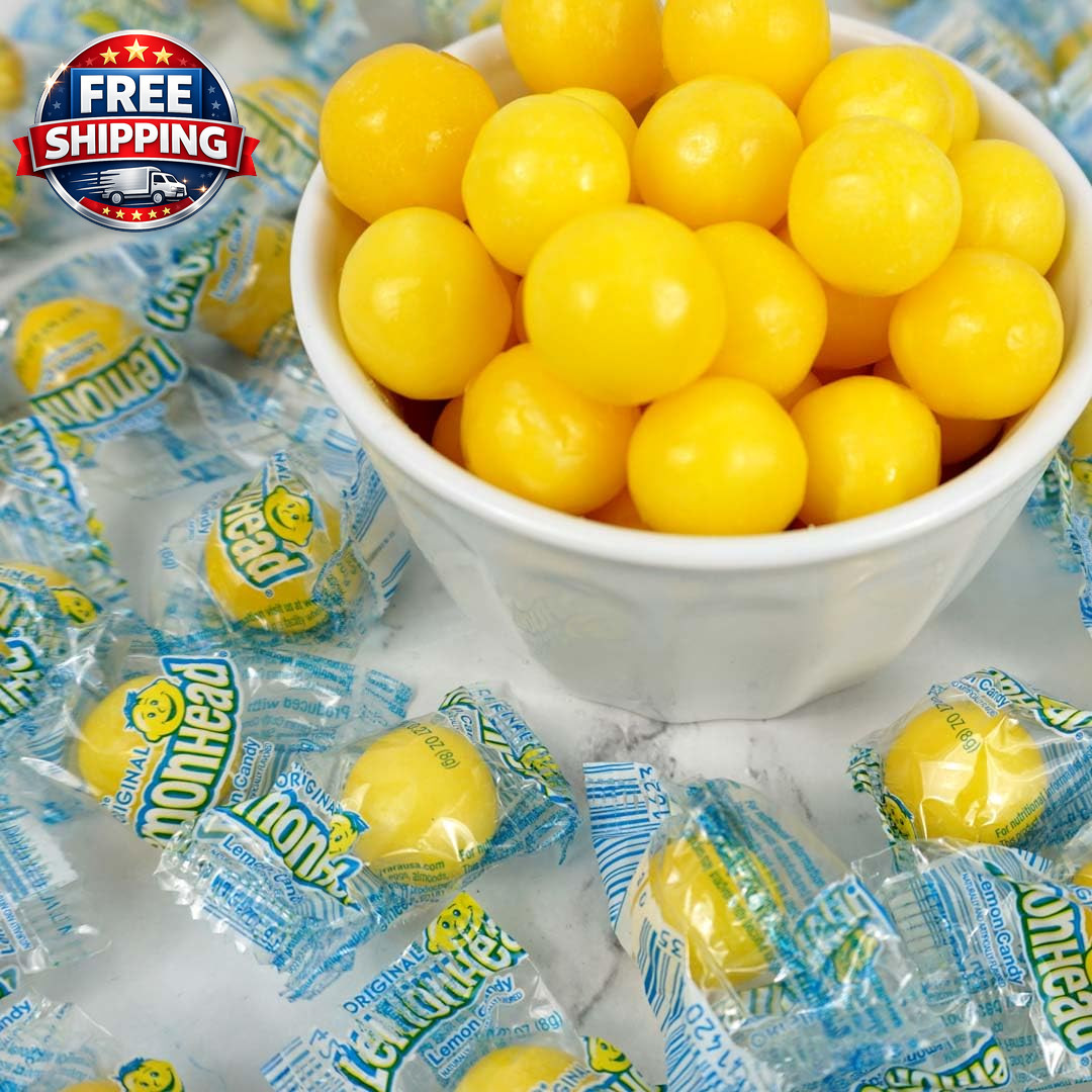Lemonheads Candy, 1Lb Bulk Bag (Approximately 60 Pieces), Sour Hard Candies, Yel