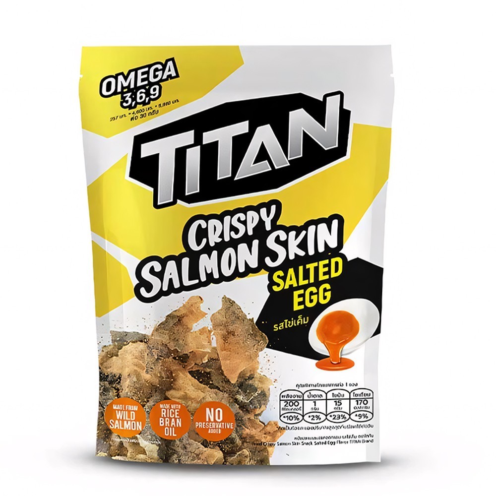 SALTED EGG FLAVOR Crispy Salmon Skin Snack Chips No Preservatives / Size 30g.