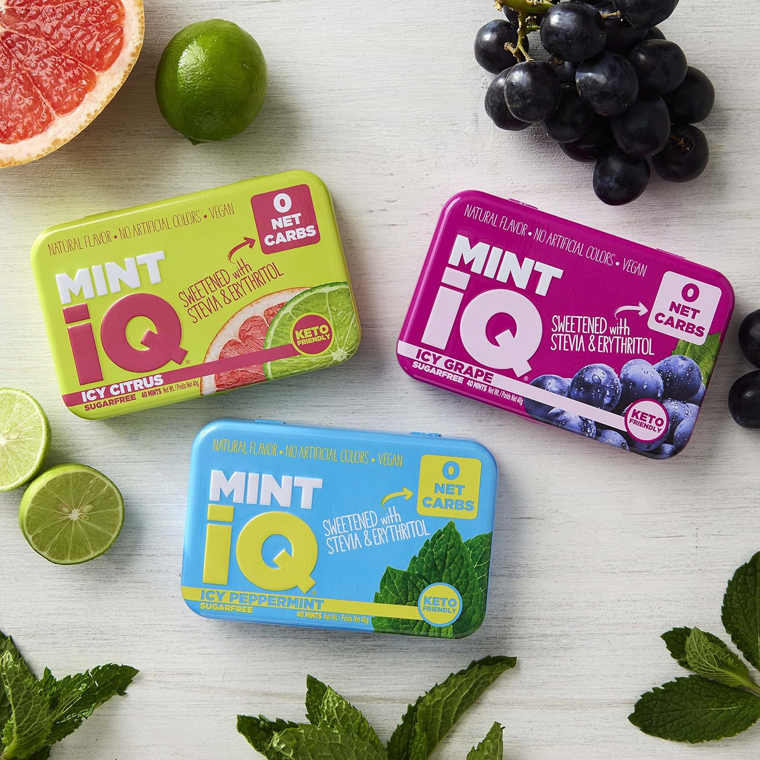 Big Sky MINT Iq Icy Peppermint Mint Candy 40 Grams Pack of 6 Tins in Display
