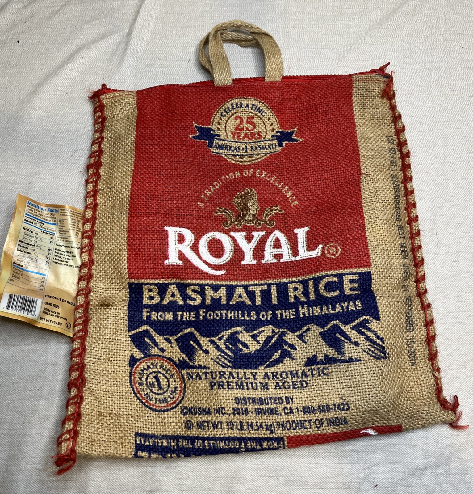 Authentic Royal Naturally Aged Long Grain Indian White Basmati Rice, 20 lb. Bag