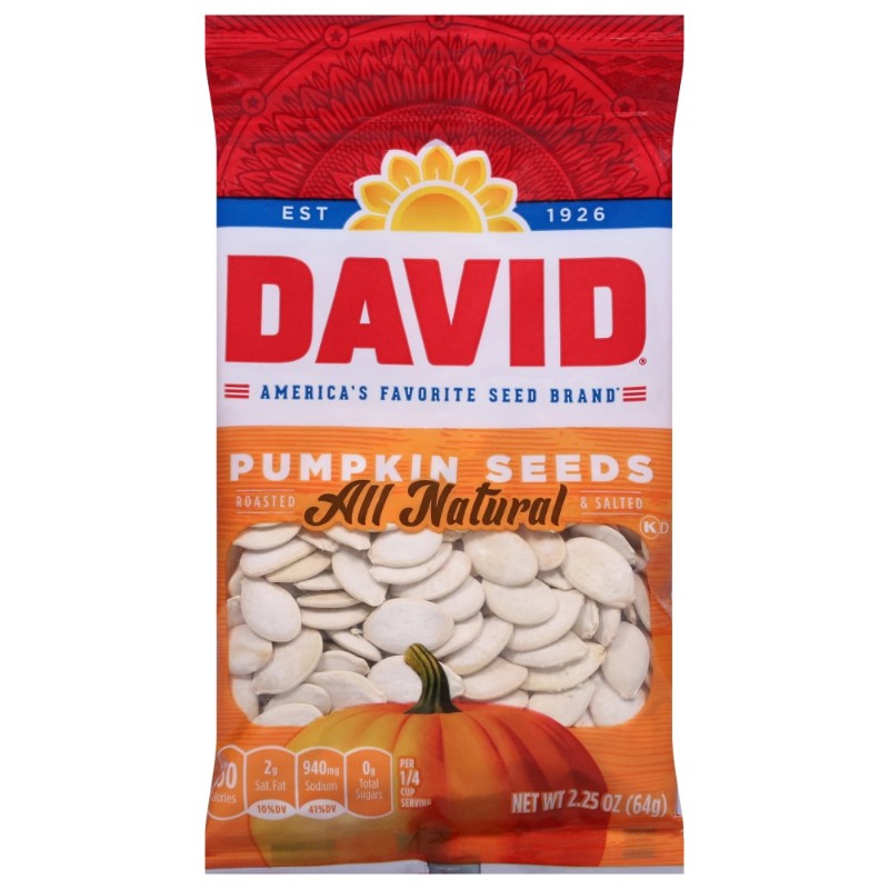 12x David Pumpkin Sunflower Seeds All Natural Snack Treats Lot New 2.25oz