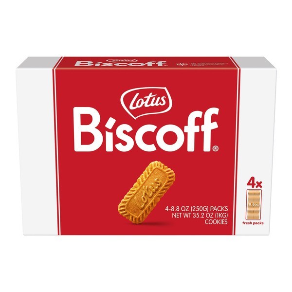 Lotus Biscoff Cookies Box, 4 x 8.8oz Packs, 35.2oz Total