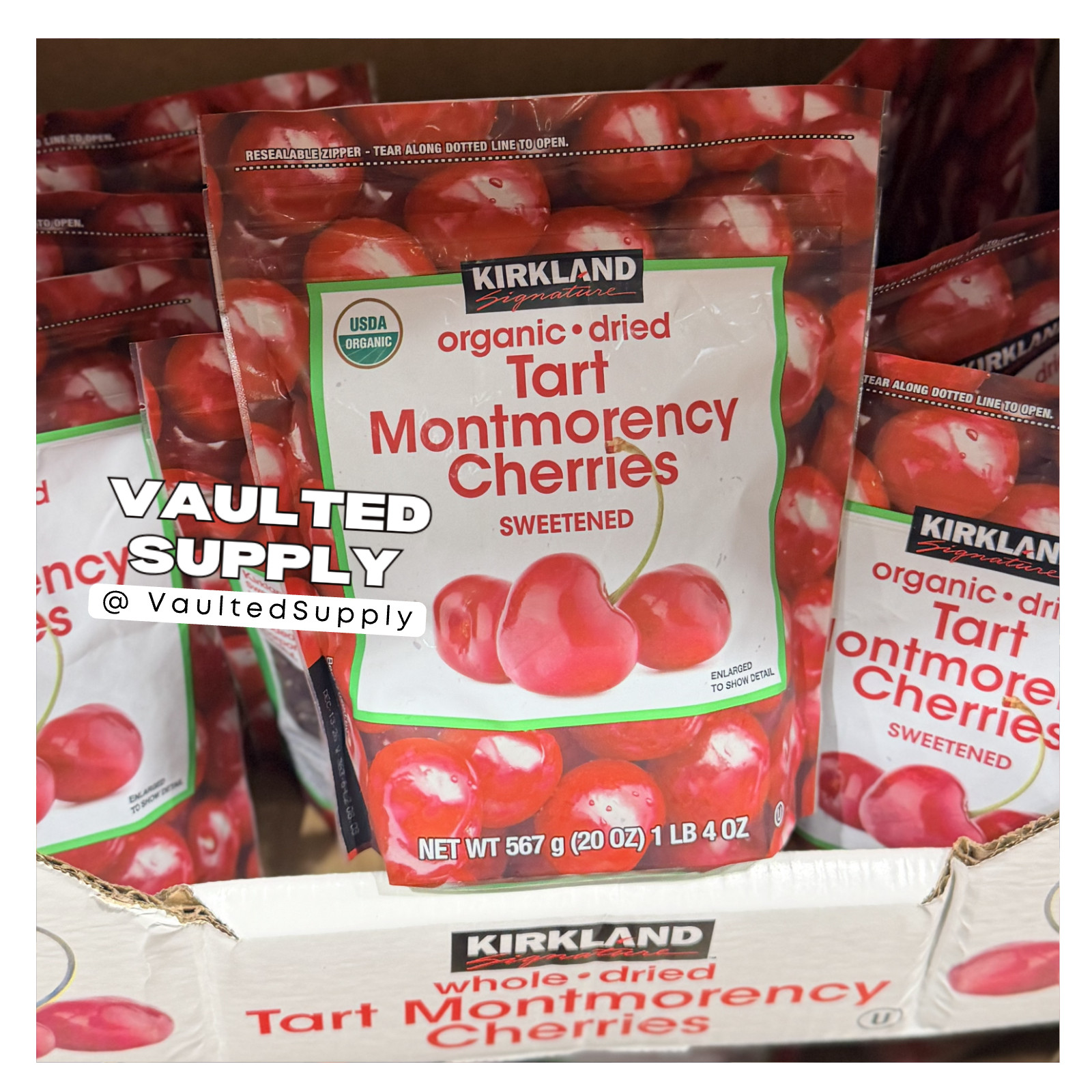 Kirkland Organic Dried Tart Montmorency Cherries 2 Pack 1.13kg Bulk