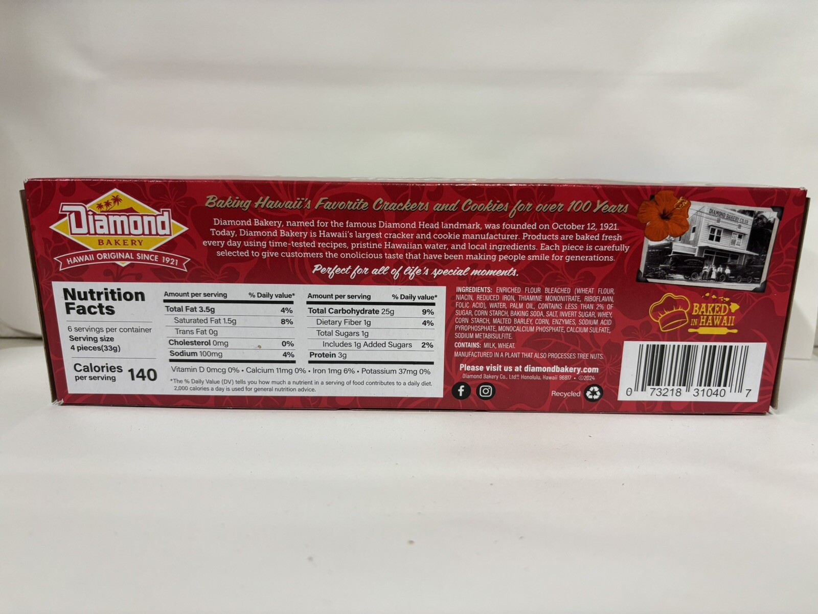 Diamond Bakery Original Hawaiian Saloon Pilot Low Sodium Crackers 7oz Tray x1