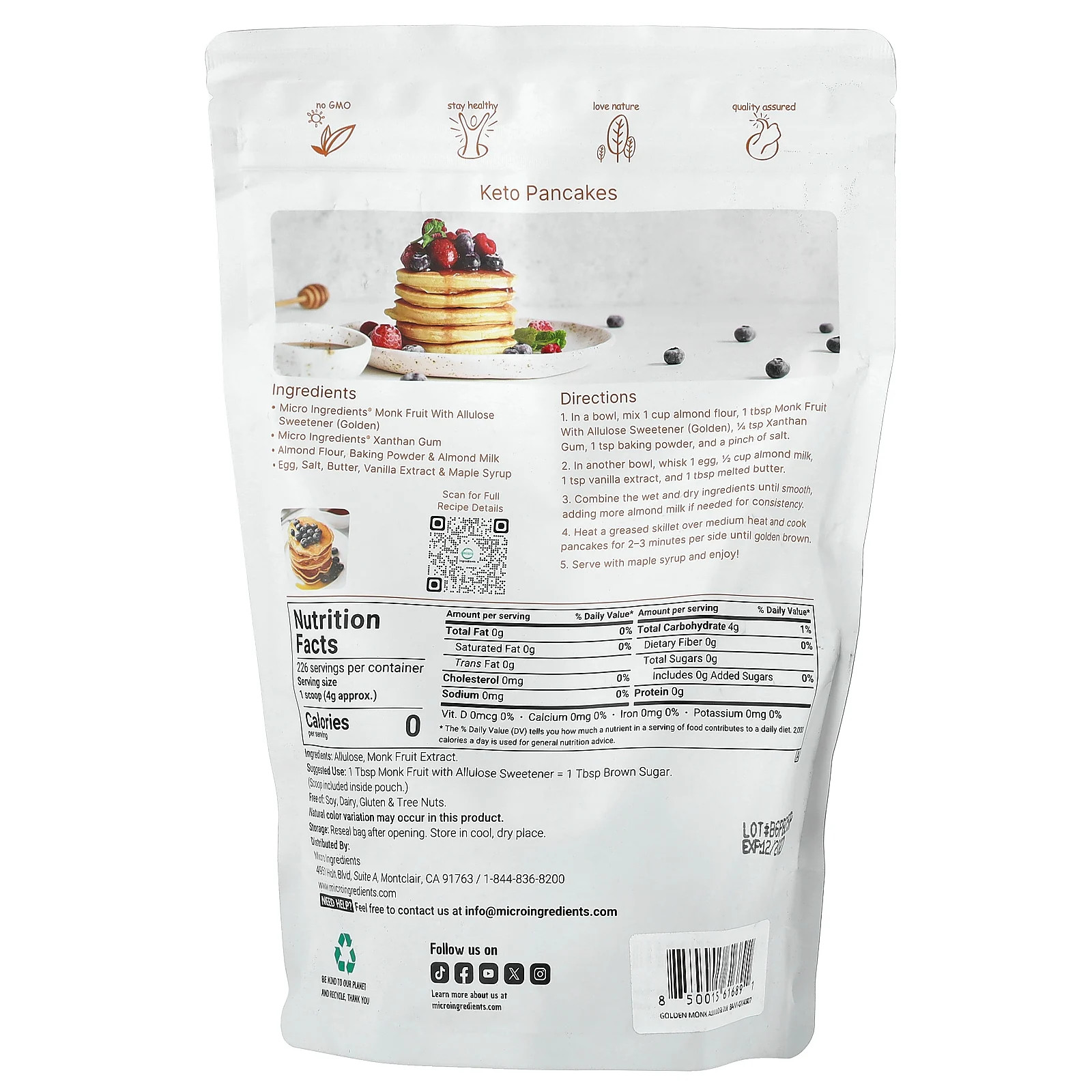 Monk Fruit Sweetener With Allulose, Golden, 2 lb (907 g)