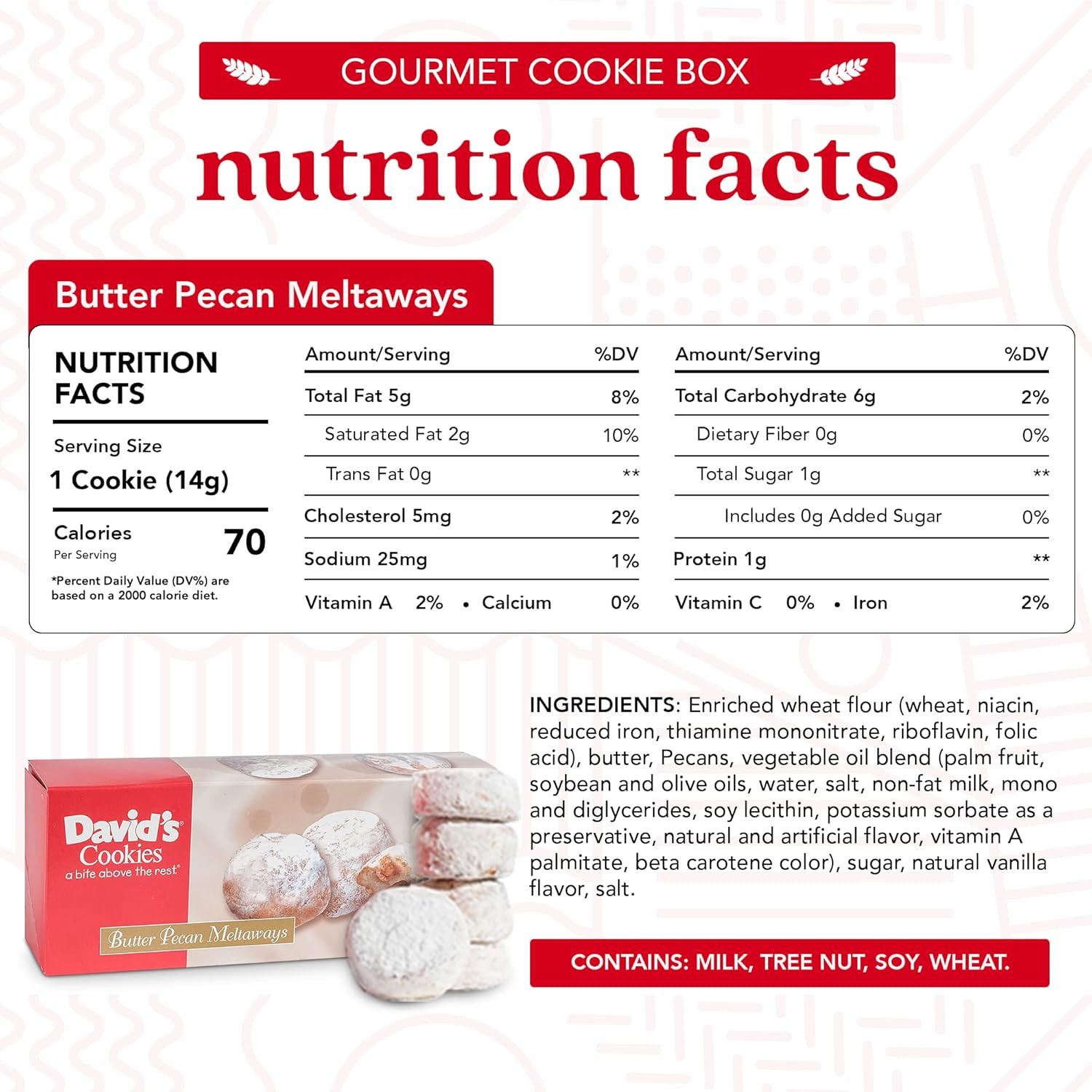 David’S Cookies Gourmet Butter Pecan Meltaway Singles – Gourmet Cookie Snacks wi