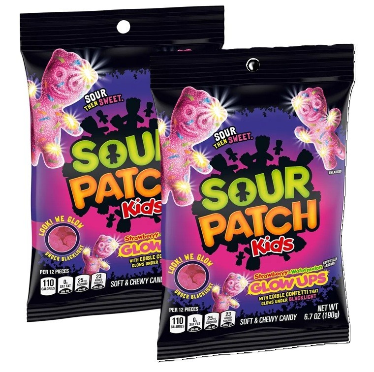 Sour Patch Kids Strawberry Watermelon Glow Ups Soft Chewy Candy 6.7oz 2 MAR 2026