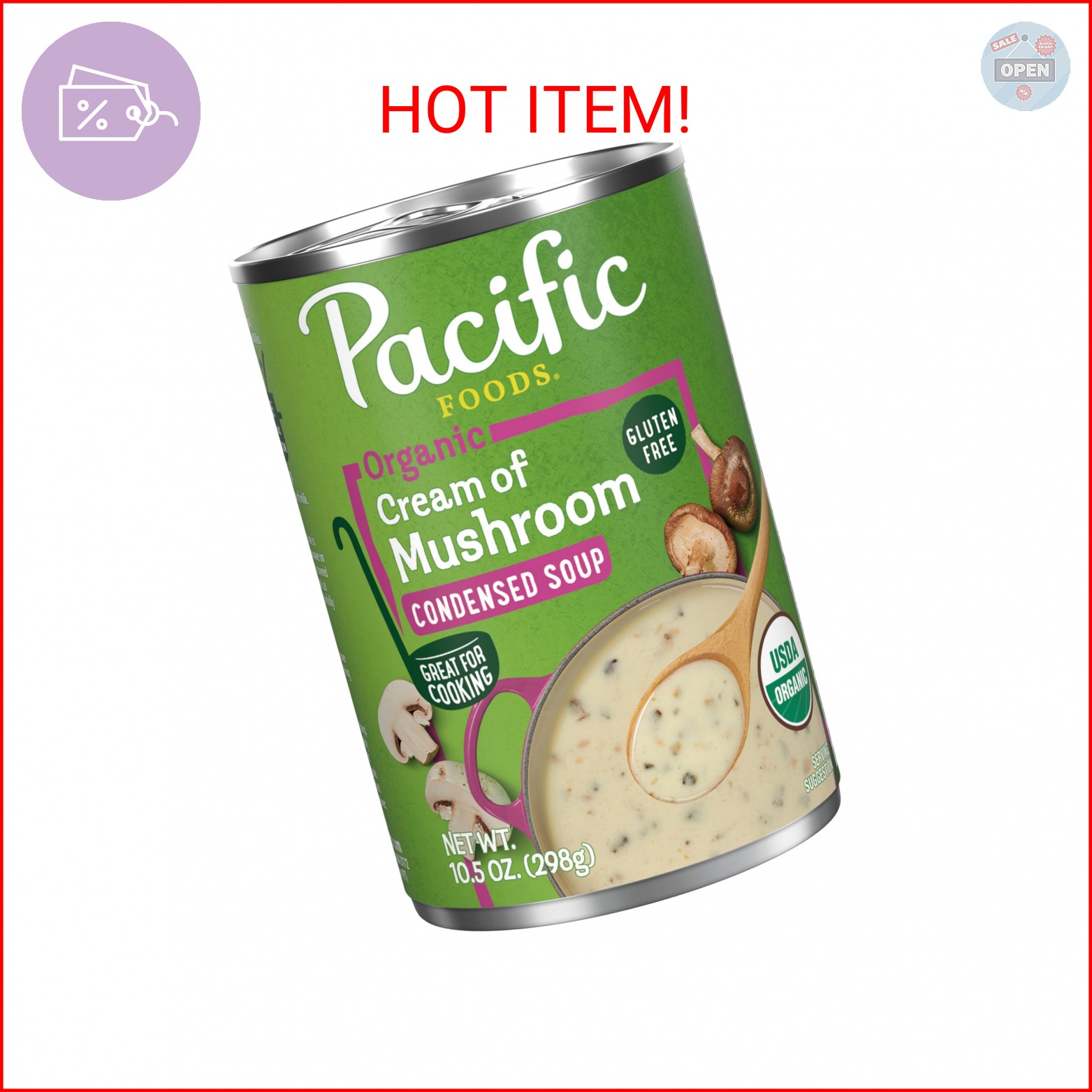 Pacific Foods Organic Cream of Mushroom Soup, 10.5 oz Can