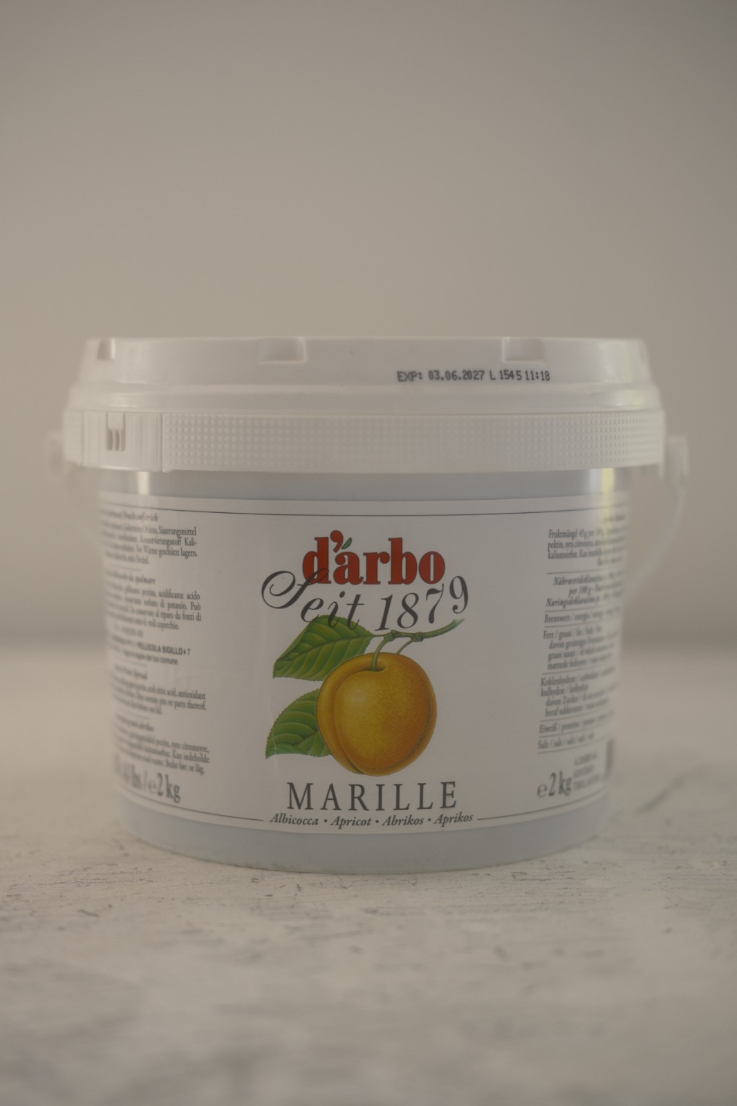 D’arbo Apricot (Marille) Fruit Spread Preserve 2kg Container – Brand New Import