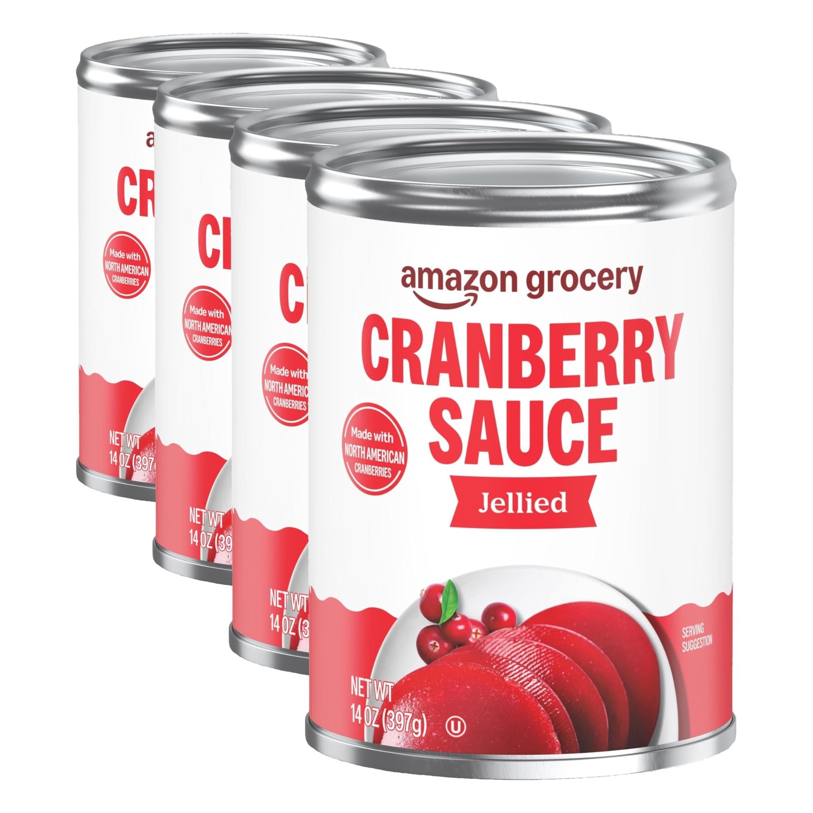 Amazon Grocery, Jellied Cranberry Sauce, 14 14 Ounce (Pack of 4),