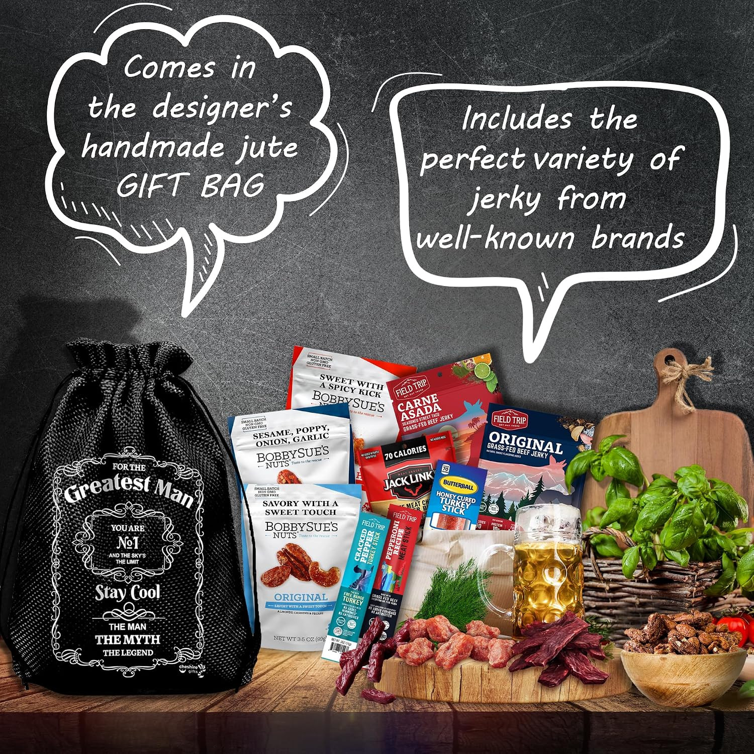 Beef Jerky & Nuts Gift Baskets For Men – Nuts, Meat And Cheese Gift Baskets, Bir