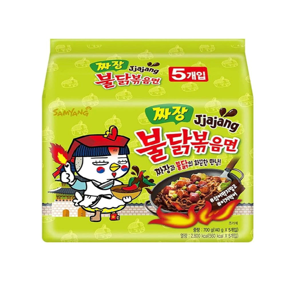Samyang Buldak Jjajang Spicy Hot Chicken Black Bean Ramen 140g x5 Green Pack