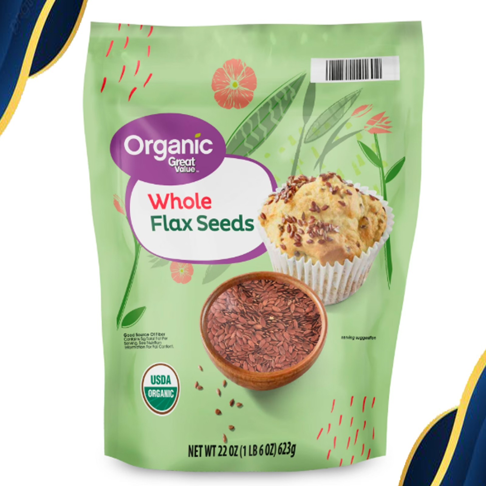 Great Value Organic Whole Flax Seed, 22 oz – Free Shipping