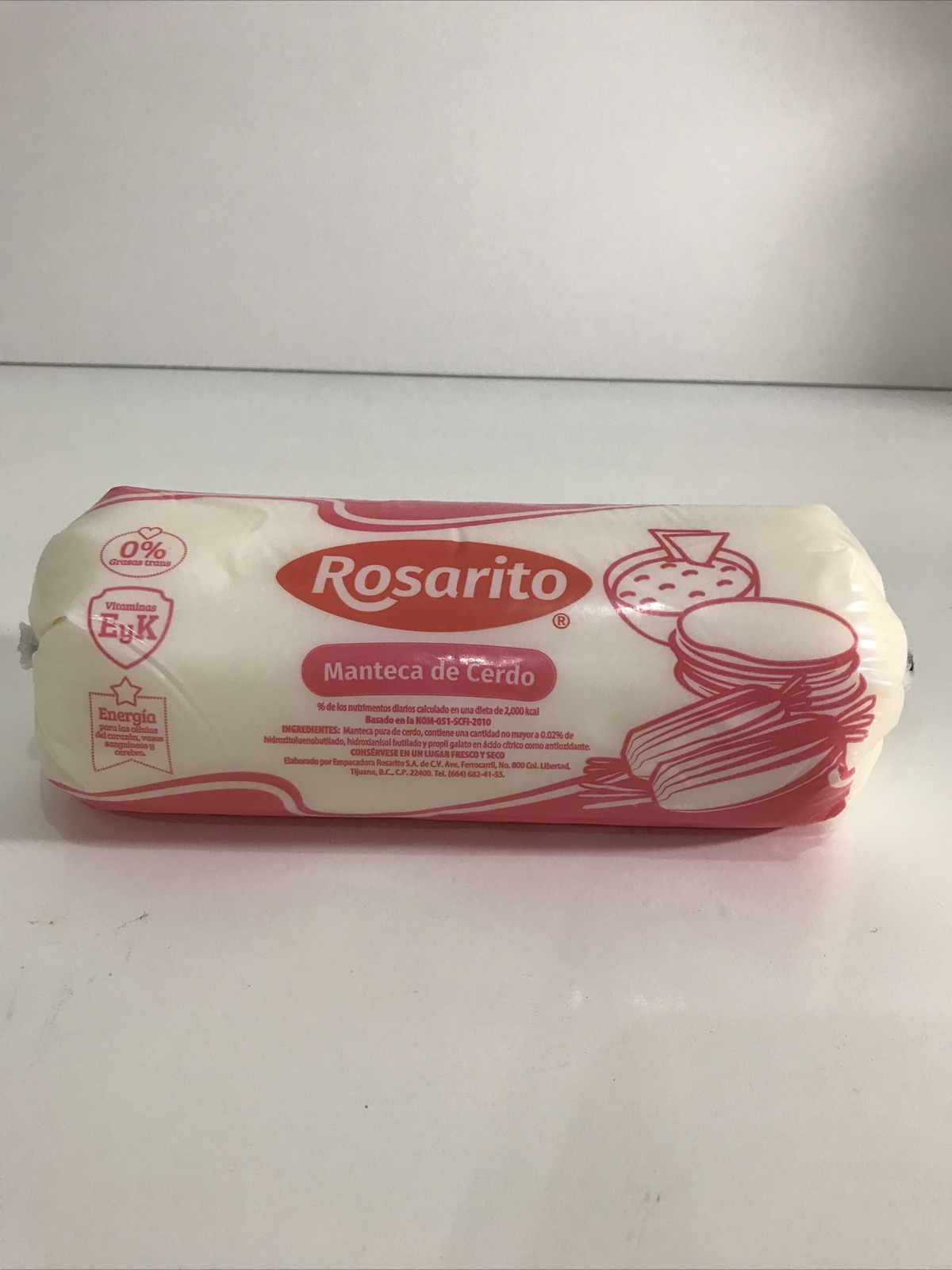 2-Pack Manteca Rosarito, Mexican Pork Lard. 1kg/35 Oz ea pkg.