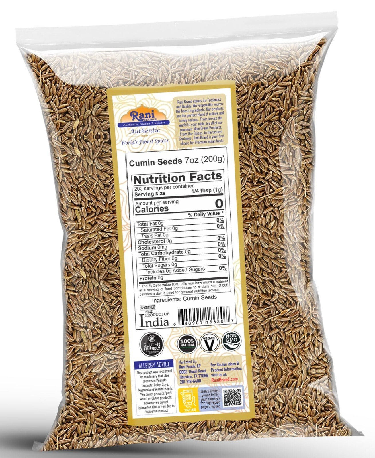 Rani Cumin Seeds Whole (Jeera) Spice 7oz (200g)