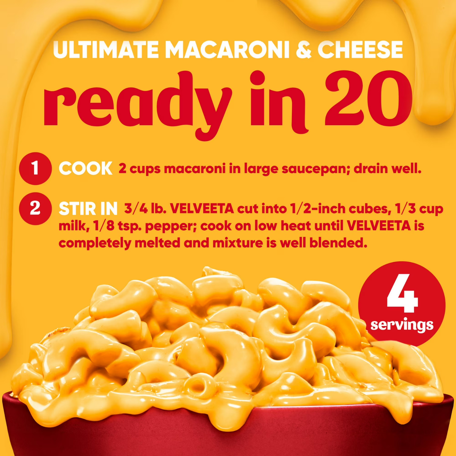 Velveeta Original Cheese Block 32 oz Smooth Melting Dip Sauce Classic Free Ship